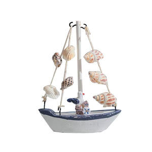 Coquille méditerranéenne décoration de <span class=keywords><strong>petit</strong></span> bateau en bois modèle de <span class=keywords><strong>voilier</strong></span> en bois l ornements de bateau artisanal pour enfants avec logo personnalisé - Product Image 1