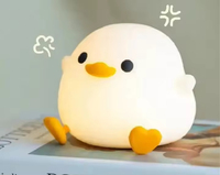 Lampe de chevet en silicone souple en forme de canard mignon, veilleuse USB rechargeable tactile pour chambres à coucher