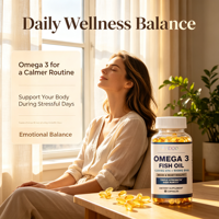 Cápsulas de Aceite de Pescado Omega 3 Superalimento en Oferta, Vitaminas EPA y DHA para la Salud del Cerebro y el Corazón para Adultos