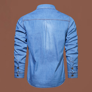 <span class=keywords><strong>Chemise</strong></span> en <span class=keywords><strong>jean</strong></span> décontractée pour <span class=keywords><strong>homme</strong></span>, coupe ajustée, col boutonné, manches longues, respirante, en coton, pour l'automne - Product Image 5