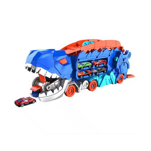Venta caliente 2-en-1 Convertible <span class=keywords><strong>Dinosaurio</strong></span> Camión <span class=keywords><strong>de</strong></span> almacenamiento Diecast Metal Car Transform Stomping T-Rex Sliding Race Toy Vehicle - Product Image 1