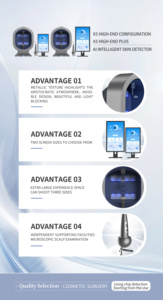 เครื่องวิเคราะห์ผิว X5 ระดับไฮเอนด์ ดีไซน์ใหม่ สำหรับใช้ในบ้าน ถ่ายภาพ 3 มิติ ทดสอบ 24 ดัชนีผิวหน้า ภาพสเปกตรัม 9 แบบ พื้นผิวโลหะ - Product Image 6