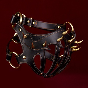 Máscara Facial de Cuero Sexy con Colmillos Metálicos Dorados o Plateados, Máscara de Bondage Fetiche para Parejas, Juegos de Rol SM - Product Image 3