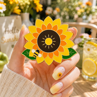 Vente en gros d'émaux métalliques personnalisés - Forme de plante, motif floral tournesol, placage or, marque Pinstar, MOQ 50 pièces