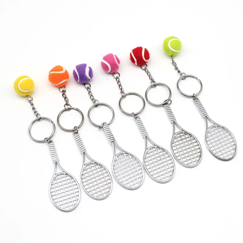 Mini Modieuze Legering Tennisracket Sleutelhanger Met Aangepast Logo Perfect Cadeau Voor Sportliefhebbers Tennisbal Sleutelhanger