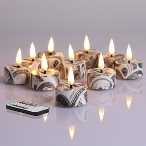 Set di 12 Luci <span class=keywords><strong>LED</strong></span> a Batteria con Fiamma 3D Realistica di Mermei, Telecomando Incluso, per Matrimoni, Compleanni, Natale e Decorazioni Domestiche - Product Image 1