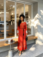 Nouvelle Robe de Soirée Élégante et Ample pour Femme, Style Ethnique Rouge, Boubou Kaftan Abaya à Manches Longues, Africaine et Moyen-Orientale, Ornée de Strass Haut de Gamme