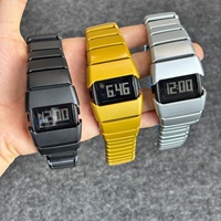 Montre carrée rétro pour homme, design de niche Y2K, affichage numérique personnalisé, montre électronique en plastique ABS pour homme