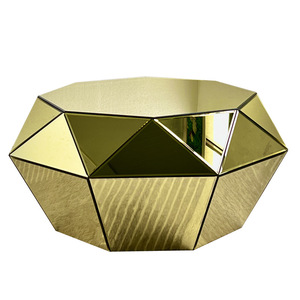 Lujosa mesa de centro Octagonal de estilo europeo moderno con espejo de madera maciza para sala de estar, estudio o decoración de entrada - Product Image 2