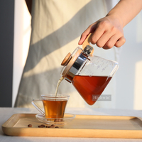 Carafe à café en verre borosilicate HIGHWIN avec poignée en bois, 400 ml, 600 ml, sans BPA, pour café et thé à partager