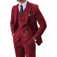 Promo Panas 3 Potong Jas Formal Bisnis Warna Coklat Polos Model Single Breasted