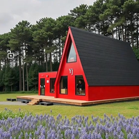 Villa préfabriquée en structure légère en acier de conception triangulaire, maison modulaire moderne pour camping en plein air, complexe hôtelier et hébergement