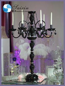 ZT-180 Wholesale Wedding Centerpiece Crystal <strong>Black</strong> <strong>Candelabra</strong> - Product Image 5