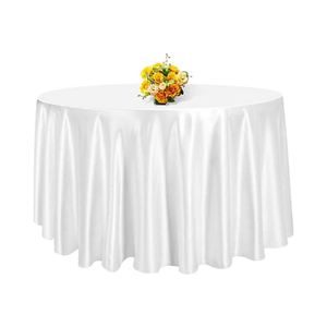 Mantel Redondo de Satén de 120 cm, Mantel Redondo de Lujo Plateado y Blanco, Sin Arrugas, para Banquetes y Bodas - Product Image 1