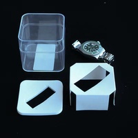 Boîte à montre transparente carrée de luxe avec étui de présentation individuel en plastique transparent, logo personnalisé, emballage cadeau portable