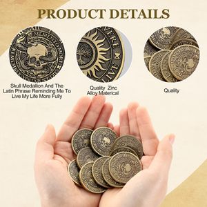 Moneta Commemorativa Personalizzata in Metallo con Teschio, Stile Moderno, Sfida Memento Mori, Token Vivere, Regalo per Stoici - Product Image 3