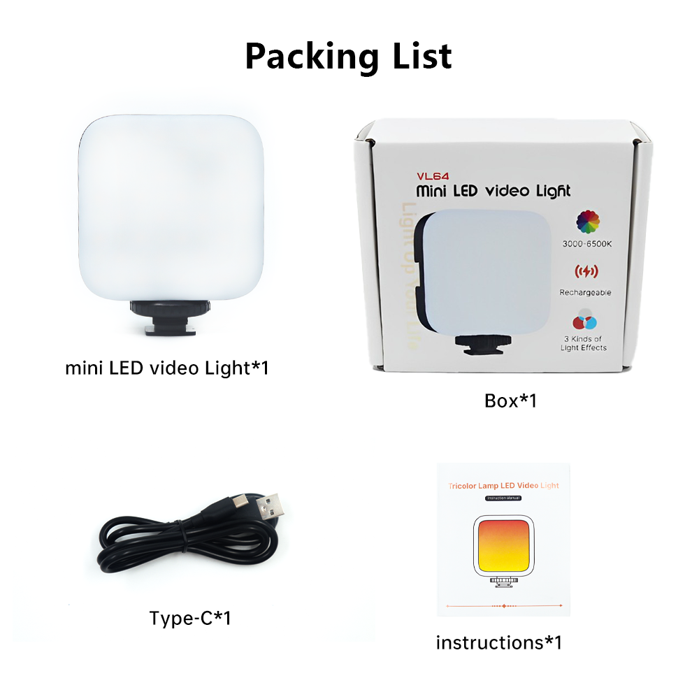 Hongdak Mini LED Video Camara Light Photography LED Lamp Photographic Lighting for Smart Mobile Phone Vlogging