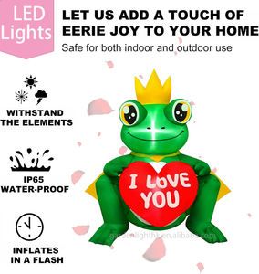 Rana Verde Inflable Pequeña de 4 Pies con Corazón para el Día de San Valentín - Decoración para Jardín, Hogar, Boda, Césped y Fiestas - Product Image 5