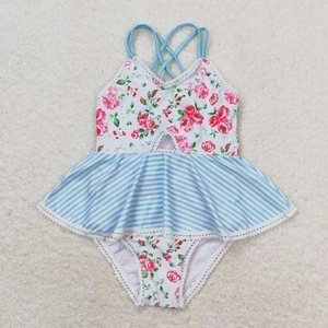 Traje de baño floral de una pieza para bebés niñas, ideal para el verano. - Product Image 2