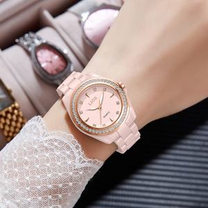 Montre-bracelet en céramique pour femme de haute qualité, mouvement à quartz, étanche, lunette sertie de diamants, luxe, mode, simple, aiguille en verre - Product Image 2