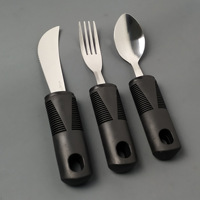 Ensemble d'ustensiles de table adaptatifs anti-tremblement en acier inoxydable avec manches en plastique, 4 ou 5 pièces, pour personnes âgées, handicapées, restauration et domicile