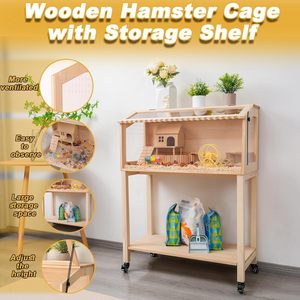 Jaula de hámster de madera de fábrica más nueva con estante de almacenamiento jaulas de animales pequeños con estante de almacenamiento <span class=keywords><strong>para</strong></span> conejillo de indias Chinchilla rata conejito - Product Image 6