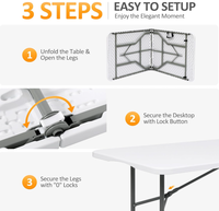 Table en plastique blanc portable de haute qualité de 6 pieds pliée en deux pour événements intérieurs et extérieurs, fête et mariage