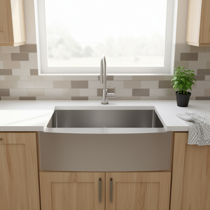 Lavello da Cucina in Acciaio Inossidabile Stile Rustico 27x21x10 con Frontale a Grembiule, Vasca Singola, Spessore 16 Gauge, Superficie Lucida Facile da Pulire - Product Image 2