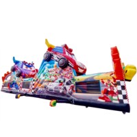 Parcours d'obstacles gonflables en bâche PVC durable et personnalisable, ville de divertissement gonflable en plein air