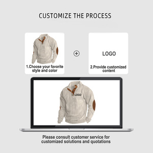 Áo nỉ nam thu đông bán chạy, áo sơ mi chất liệu corduroy tay dài, cổ đứng, kiểu dáng đơn giản, rộng rãi - Product Image 3