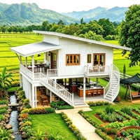 Casa Contenedor Expandible de Dos Pisos de 20 y 40 Pies, Cabaña Prefabricada con Paneles de Madera, Metal y Plástico para Jardín, Campamento, Casa de Huéspedes u Oficina
