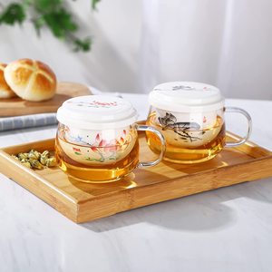 Tazza da Tè in <span class=keywords><strong>Vetro</strong></span> Borosilicato 12OZ di Lusso Moderna Fatta a Mano con Filtro in Ceramica Rinforzato Ecologica per Caffè/Tè - Product Image 5