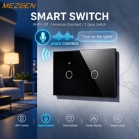 Pas de câblage neutre disponible commande vocale APP télécommande blanc noir gris or maison utilisant un interrupteur de lumière intelligent WiFi 2 gangs