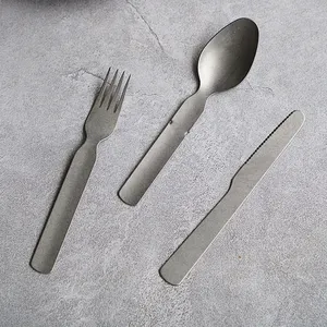 Ensemble de <span class=keywords><strong>vaisselle</strong></span> vintage en acier inoxydable, assiette à dîner, plateau portable de style japonais, bol, tasse, ensemble de <span class=keywords><strong>vaisselle</strong></span> de camping - Product Image 4