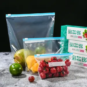 Özel şeffaf buzdolabı taze tutmak sebze meyve depolama mühürlü kaymak fermuar dondurucu saklama çantası