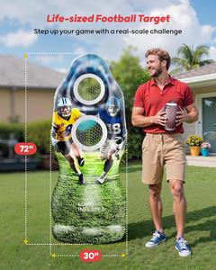 Inflatable Football Target Toss Game, Life-Sized Quarterback Practice <b>Dummy</b> with 4 Balls & Pump, Outdoor Backyard Throwing Toy - Product Image 2