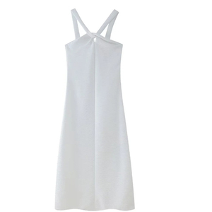 Abito lungo da donna Sexy <span class=keywords><strong>con</strong></span> <span class=keywords><strong>lacci</strong></span> e chiusura frontale bianco abito da spiaggia senza schienale <span class=keywords><strong>vestito</strong></span> Casual da donna <span class=keywords><strong>con</strong></span> cerniera - Product Image 6