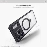 Coques XUNDD pour iPhone Duo 17 18 Pro Max avec béquille magnétique, protection antichoc, couverture transparente en PC et TPU, protection de l'appareil photo
