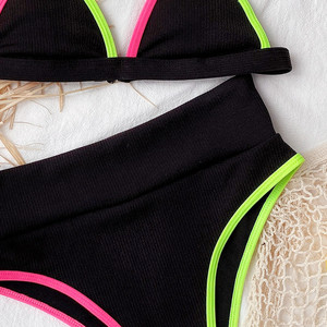 Set Bikini a vita alta 2 pezzi da spiaggia e accessori da spiaggia - Product Image 3