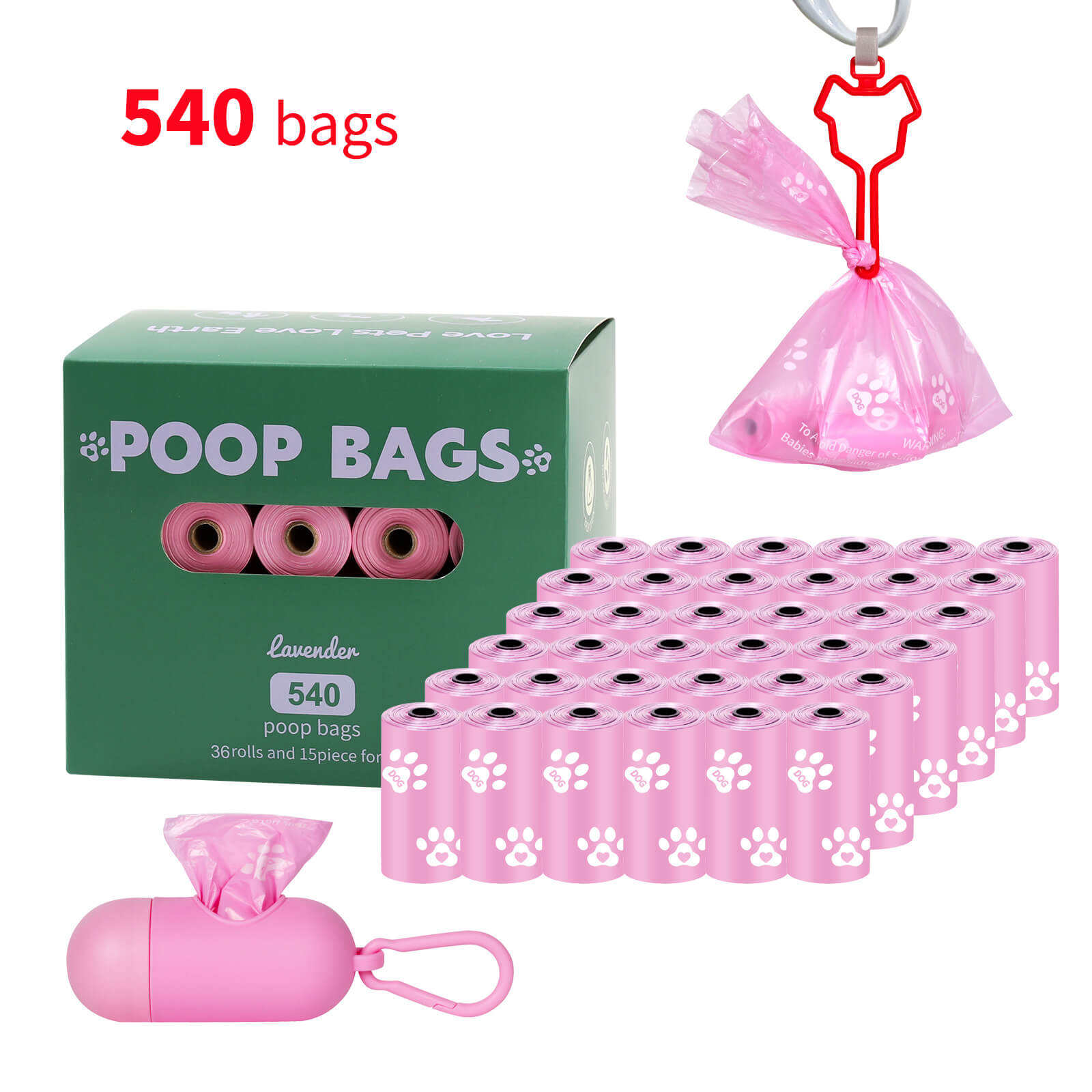 Pink 36 Rolls Dispenser + clip