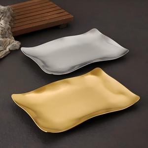 Plateau de barbecue en acier inoxydable, doré et argenté, rectangulaire, pour snacks, décoration artisanale, accessoires de cuisine, plateau à steak, service de snacks - Product Image 2