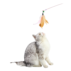 Griff Angelrute einziehbare interaktive Katze Teaser Pole lustige Stick Feder Stahldraht Feder Katze Teaser Katzen spielzeug Haustier - Product Image 1