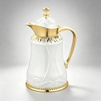 Thermos isotherme personnalisé en acier inoxydable doré et argenté, style Dallah arabe, isolation 12-24 heures, pour thé et café, avec pot en verre rose pour les fêtes