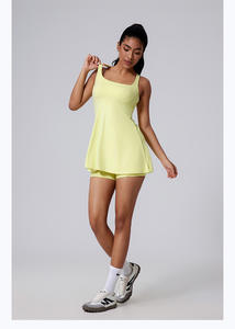 JY High Stretch Verão Tênis Vestido Sem Mangas Curto <span class=keywords><strong>2</strong></span> Peça Yoga Set Golf Workout Atlético Sports Clothing - Product Image 6