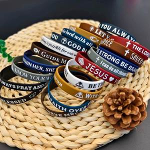 Bracelets promotionnels décoratifs en silicone personnalisés avec logo, thème biblique et inspirés des croyances religieuses, pour événements. - Product Image 3