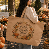 Sacs de courses en toile de coton personnalisés pour Thanksgiving, sacs fourre-tout réutilisables avec logo, sacs cadeaux en gros pour la vente au détail et les événements