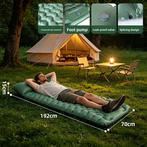 Matelas gonflable d'extérieur pour le <span class=keywords><strong>camping</strong></span>, gonflage automatique à pédale, type pression, simple, avec oreiller en TPU - Product Image 2