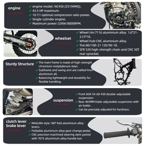 Olaf-NC450 Single Cylinder <strong>4</strong> <strong>Stroke</strong> Water Cooled <strong>Dirt</strong> <strong>Bike</strong> 6-Speed PWK38 Carburetor CNC Wheel Hub 50T Rear Sprocket 450cc 43.5HP - Product Image 4