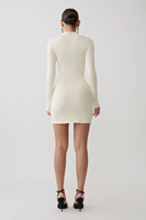 Robe pull moulante en maille à col montant pour femme, avec détail drapé et nœud latéral, vente en gros, prix d'usine - Joydressing