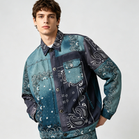 Blouson Bomber Vintage à Imprimé Paisley avec Poche à Rabat, Style Streetwear Oversize Décontracté pour Homme, Fourniture ODM